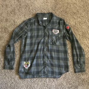 Wet Seal Patched Flannel Shirt
